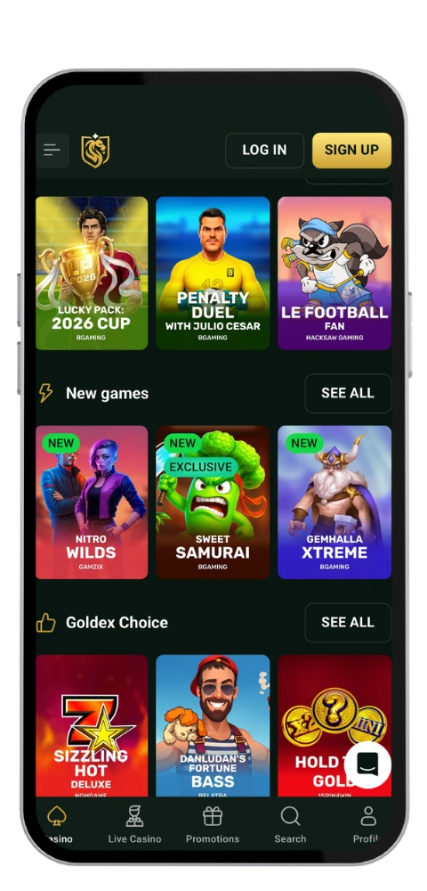 GoldexCasino casino application